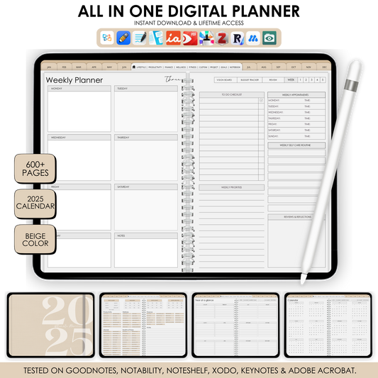2025 All In One Planner + 3 FREE Goal Getting E-Books